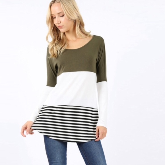 🎉HPick 1 Left! Color Block L. S. Tunic - Picture 2 of 5